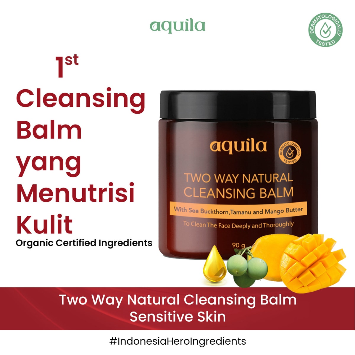 Aquila Two Way Natural Cleansing Balm with Sea Buckthorn, Tamanu and