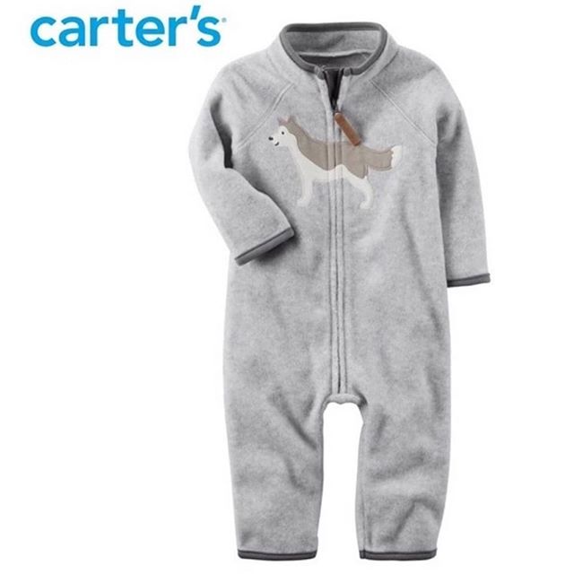 Sleepsuit Carter s Fleece Zipp Up Dog Grey