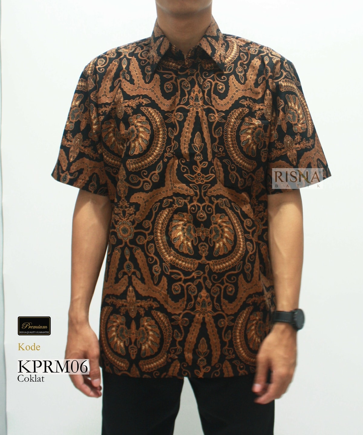 HPRM06 Coklat Hem Batik Pria Lengan Pendek Regular Fit