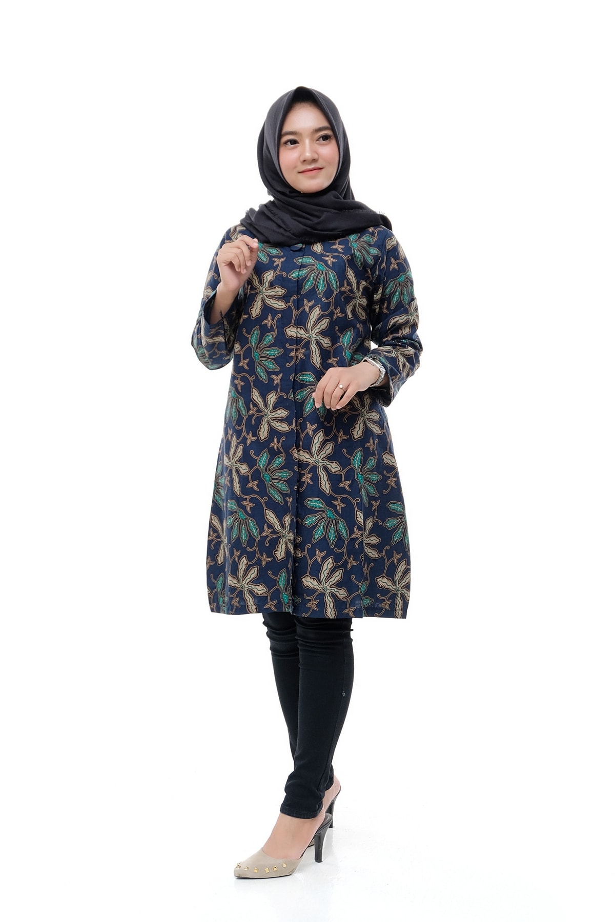 Tunik BR159 B Blus  Batik  Wanita Lengan  Panjang 