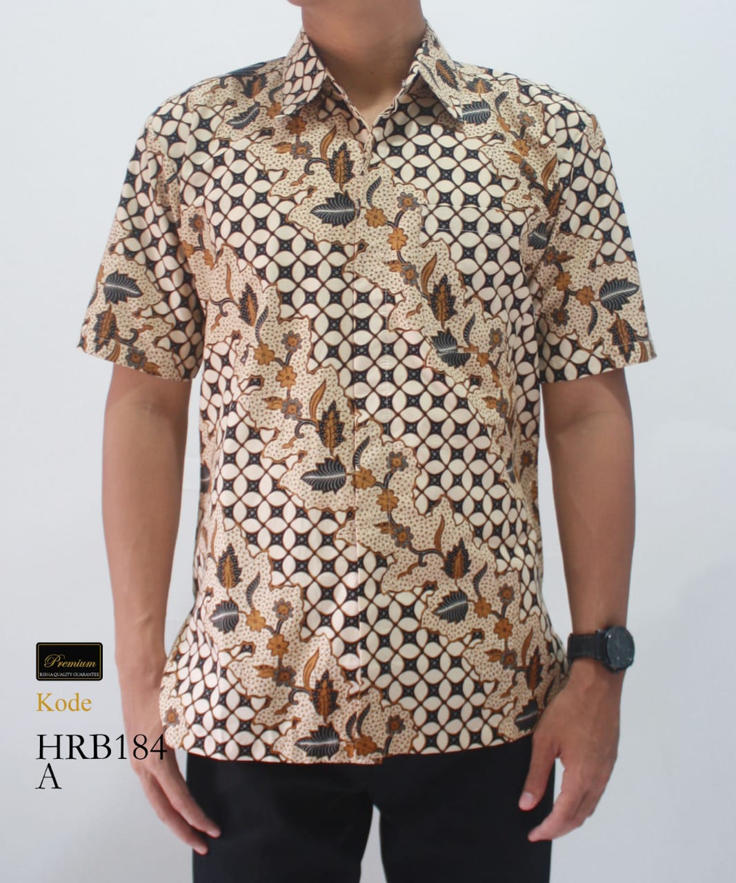 HRB184 A Hem Batik  Pria  Lengan Pendek  Regular Fit