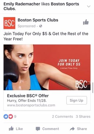 Iklan penawaran dari Boston Sports Club