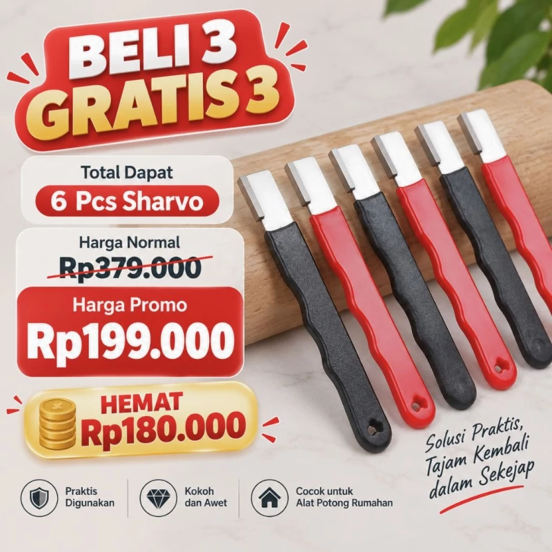 Paket Beli 3 Gratis 3 Sharvo, total 6 buah, harga promo Rp199.000