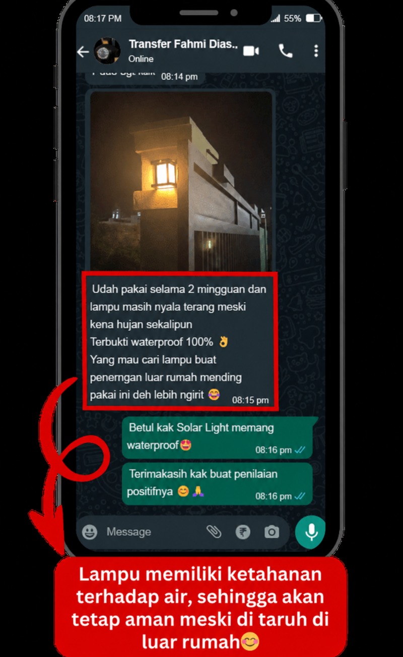 Testimoni Solar Light tahan terhadap air