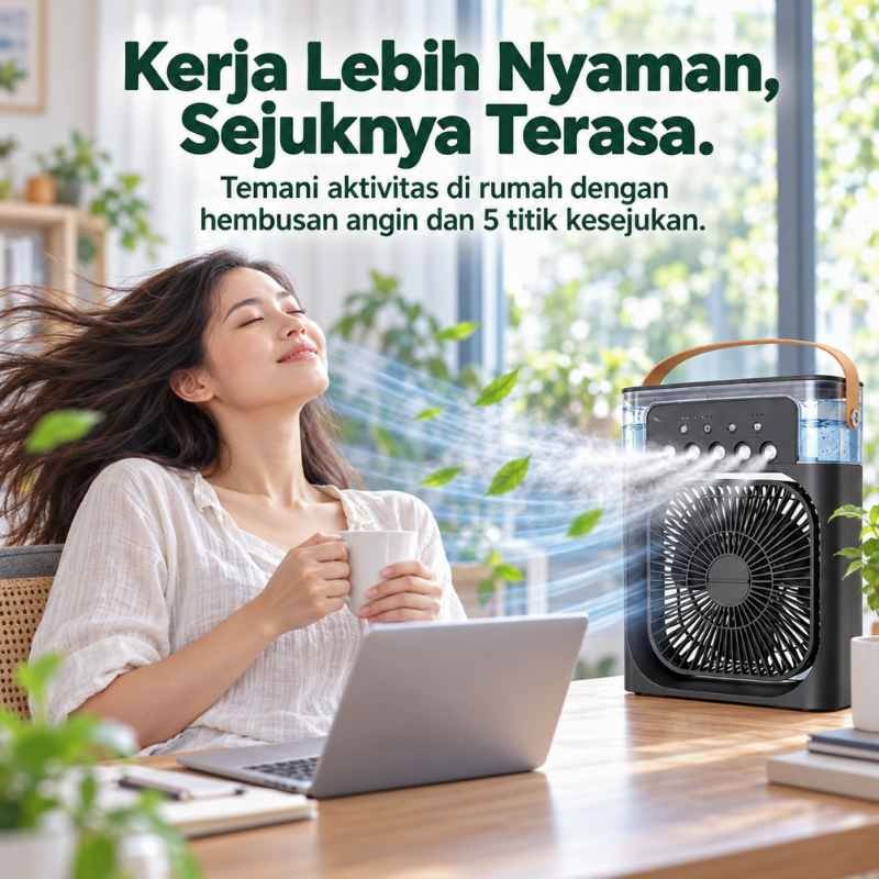 Kerja lebih nyaman, sejuknya terasa. Ice Whisper menemani aktivitas di rumah dengan hembusan angin dan 5 titik kesejukan.