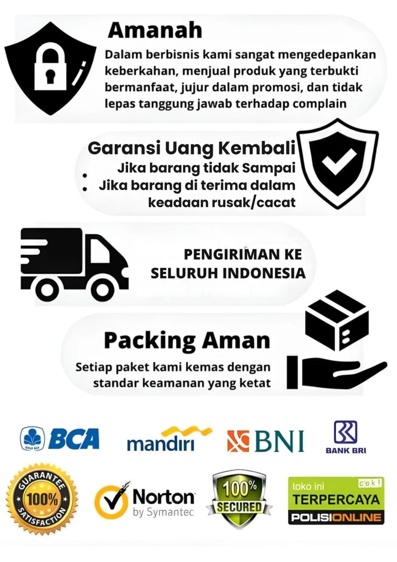 Amanah, garansi uang kembali, pengiriman seluruh Indonesia dan packing aman