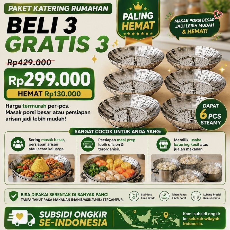 Paket katering rumahan beli 3 gratis 3 harga Rp299.000